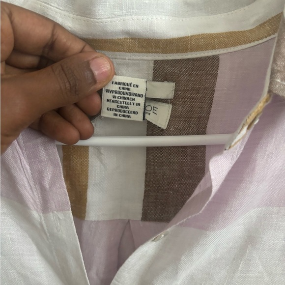 Rachel Zoe Shirt Dress Sz M Linen Button Up Tunic Beach Workwear Casual Chic - Picture 5 of 5